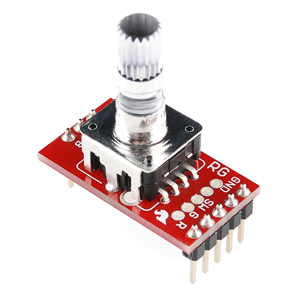 An Rotary Encoder - Illuminated (RG) soldered into the SparkFun Rotary Encoder Breakout.