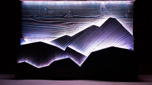 Backlit LED Mountain Scene