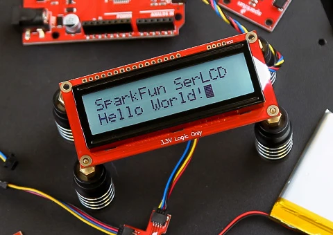Hello World! displayed on an LCD