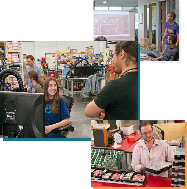 A photo collage of SparkFun employees