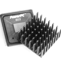 Heatsink - 27.94mm SQ, 11.43mm Omnidirectional fin, Thermal Tape, Adhesive