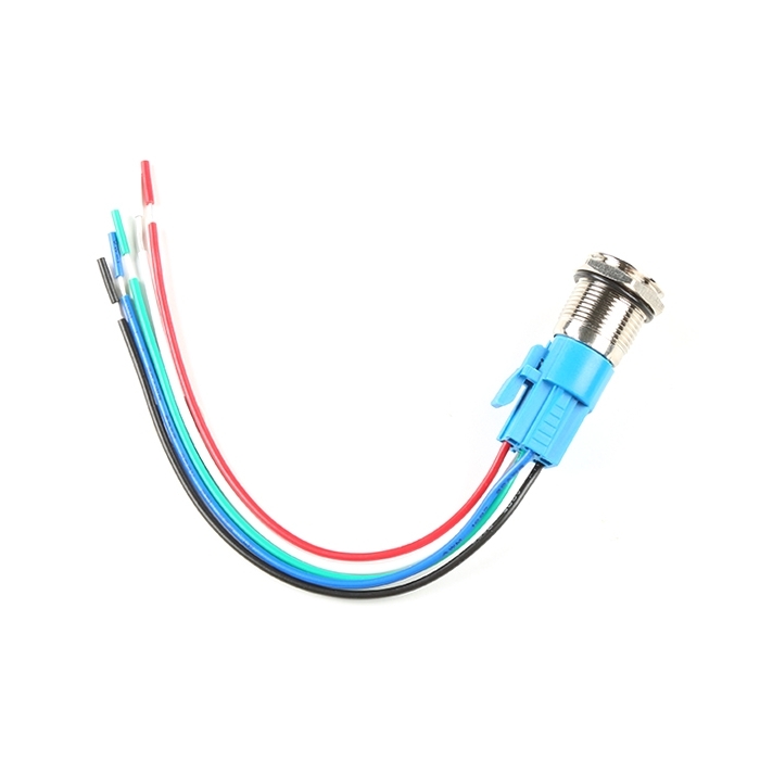 Metal Pushbutton with Wires - Momentary (16mm, Green)
