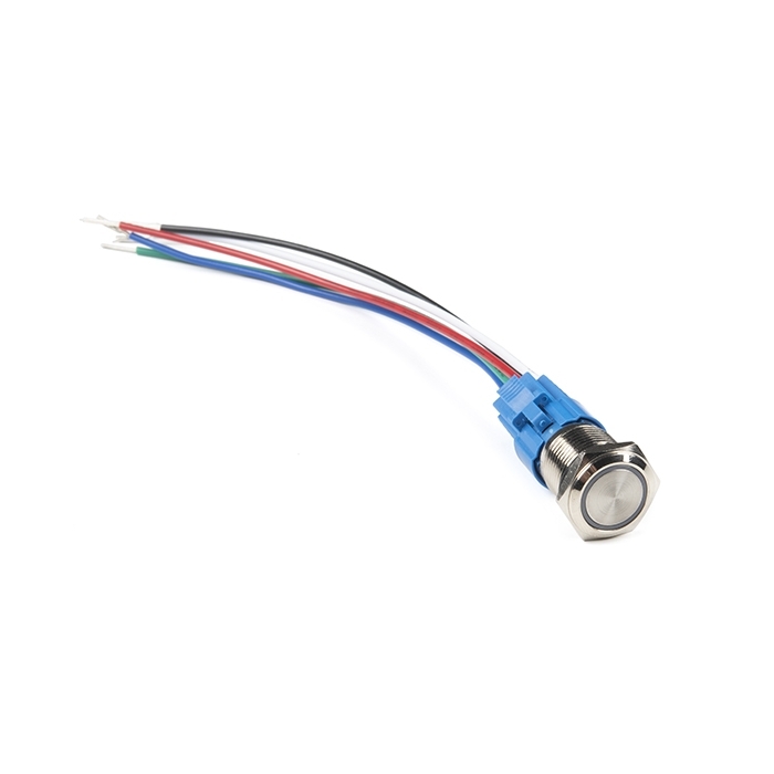 Metal Pushbutton with Wires - Momentary (16mm, White)