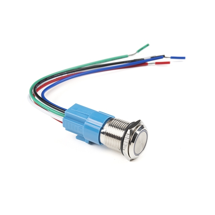 Metal Pushbutton with Wires - Latching (16mm, Red)