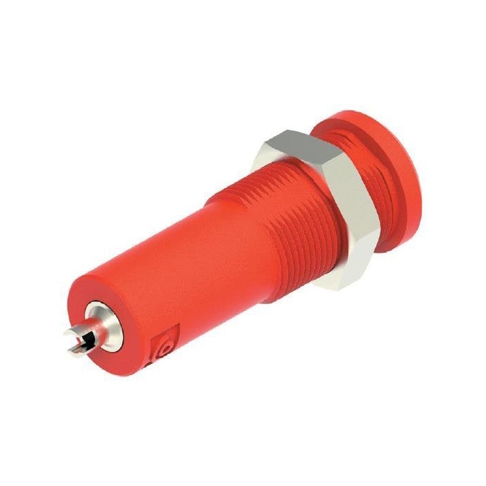 4mm Sheathed Banana Jack - 2mm Solder Cup w/ Slot (Red)
