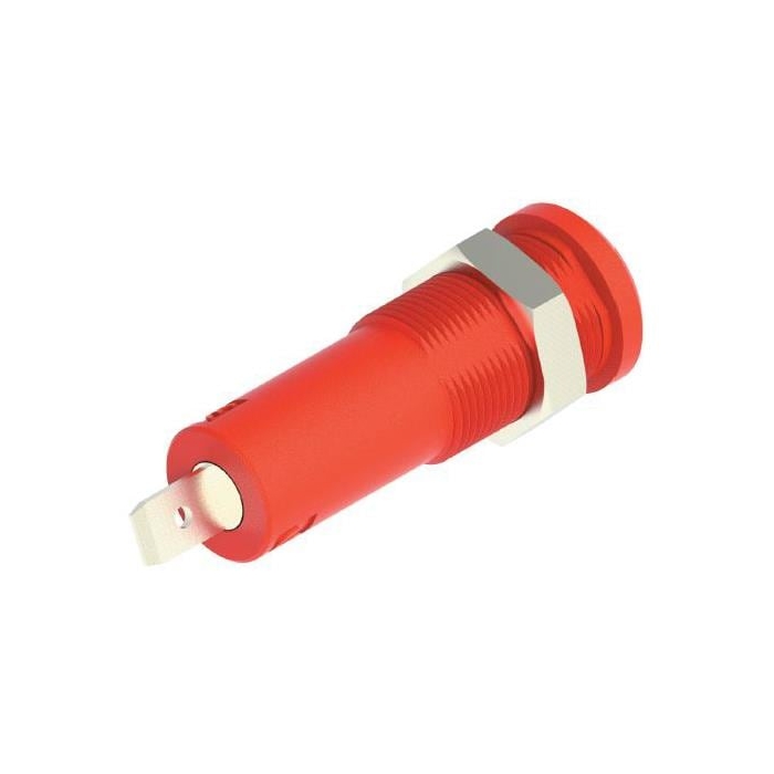4mm Sheathed Banana Jack - 4.8mm Quick Connect (Red)