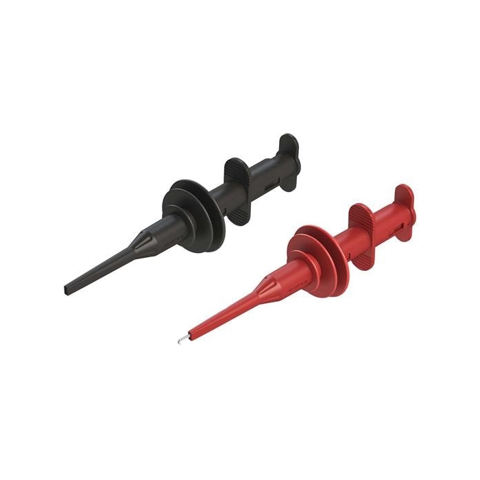 8kV Hook Clip w/ 4mm Sheathed Banana Jacks (Red & Black - Pair)