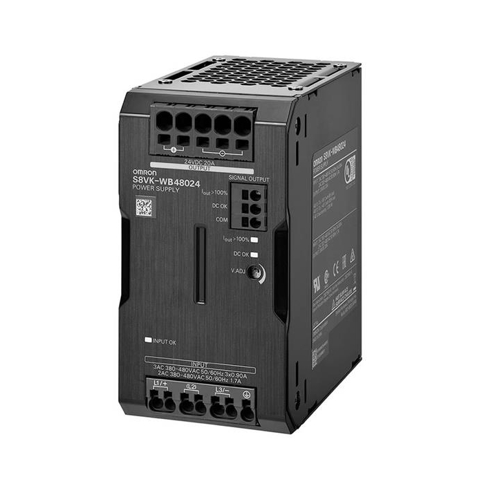 S8VK-WB Switch Mode Power Supply - 3-Phase, 480VAC, 24V, 480W