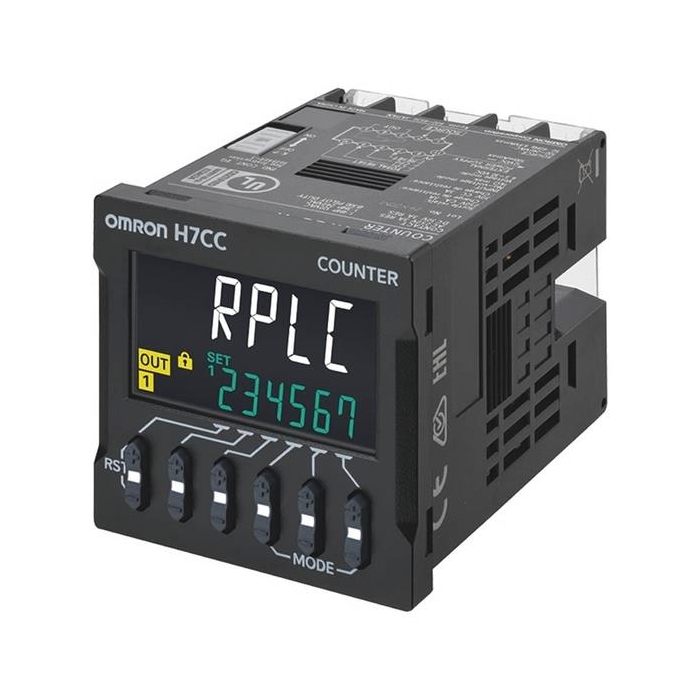 H7CC Digital Counter/Tachometer - 1-stage/Total/Preset, Screw Terminals, 12-48VDC, Contact Output(SPST)