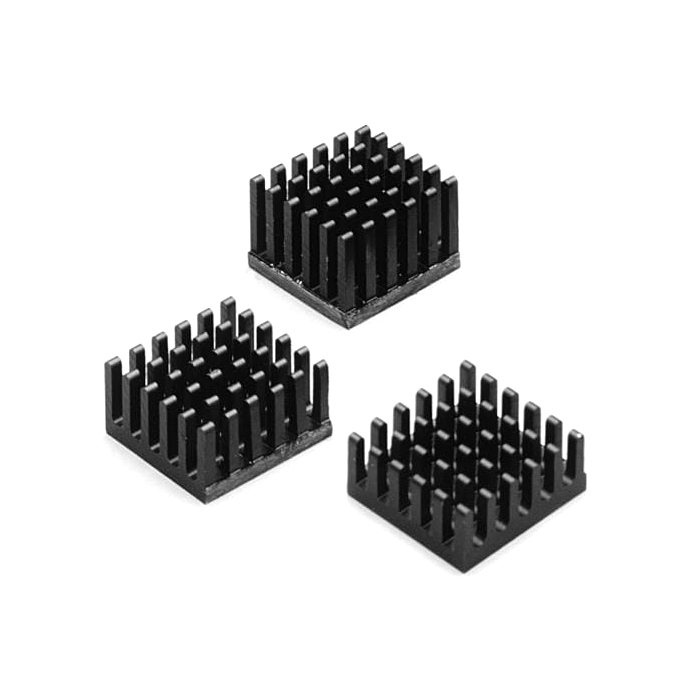 Heatsink - 21mm SQ, 15.24mm Omnidirectional fin, Thermal Tape, Adhesive