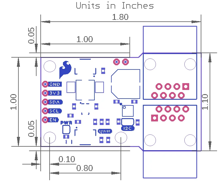 Dimensions of the QwiicBus MidPoint board.