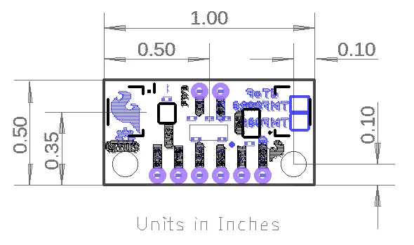 Dimensions of the SparkFun Qwiic Mini dToF Imager - TMF8821